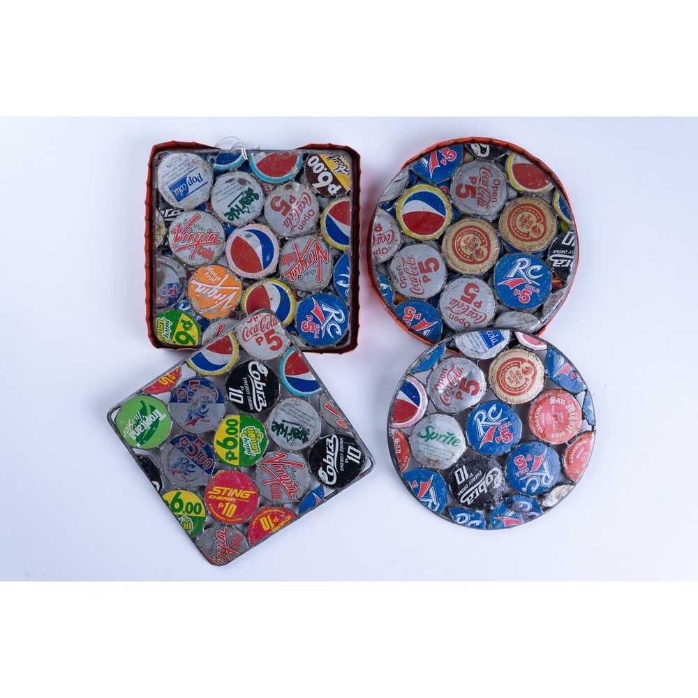 Vintage Bottle Cap Coasters set 8 Bar game room Pepsi Coca Cola